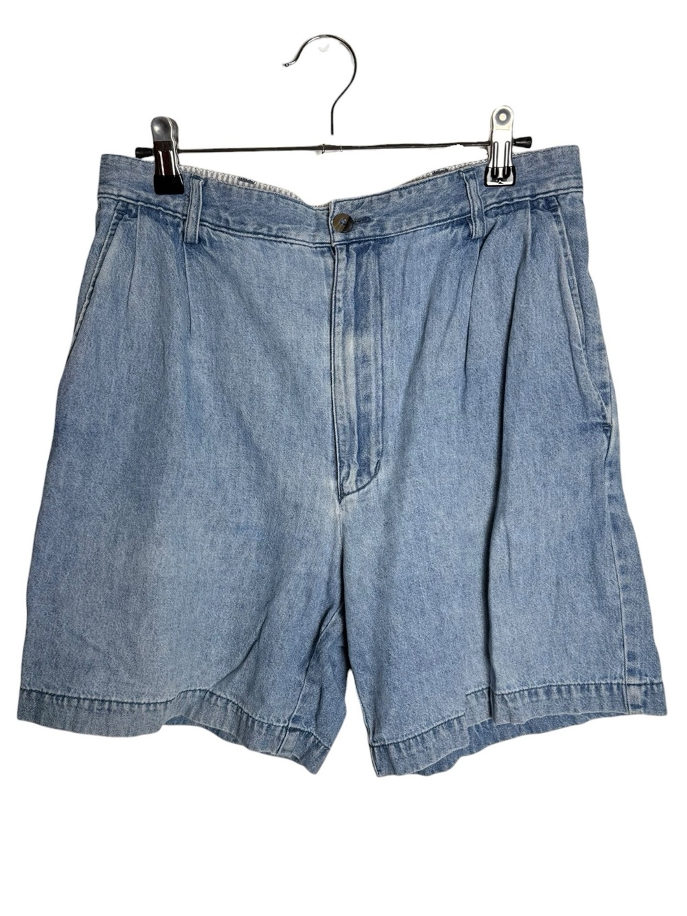 Vintage 90s Architect Pleated High Rise Denim Shorts Light Wash